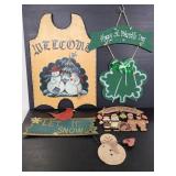 Five hand painted holiday signs