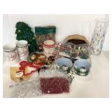 Assortment of Christmas ornaments and decor