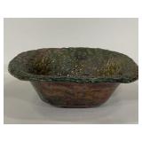 Unique iridescent glazed large pottery bowl