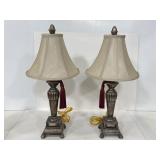 Pair of matching ornate table lamps w/ shades