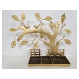 Painted gold metal Jewelry tree w/ tray