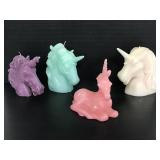 Lot of 4 large sculpted unicorn candles