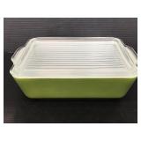 Pyrex vintage olive green glass refrigerator dish