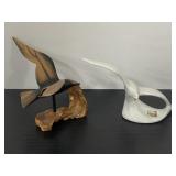 Italian porcelain & hand carved wood seagulls