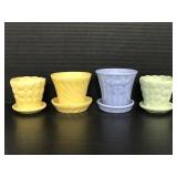 Lot of 4 vintage pastel ceramic planters