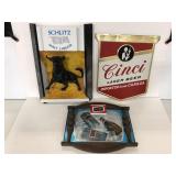 Three vintage authentic beer man cave signs