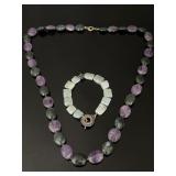 Stone bead necklace & bracelet
