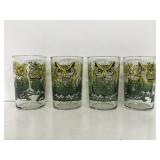 Lot of 4 vintage owl juice glasses