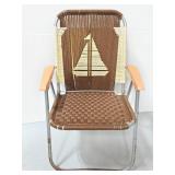 Vintage macramé aluminum patio chair