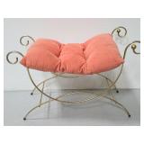 Vintage metal vanity stool seat w/ pillow