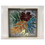 Stained glass mosaic large wood serving tray