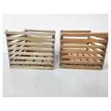 Two vintage wood egg crates