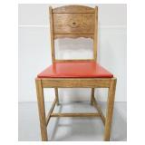 Vintage wood chair w/ red vinyl seat