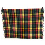 Vintage green, yellow, and red plaid throw blanket