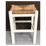 Painted wood and natural straw stool
