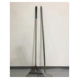 Pair of vintage yard rakes