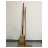 Pair of wooden brooms combo lot