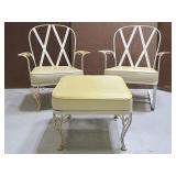 Woodard vintage wrought iron chairs & ottoman