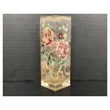 Clear floral stained glass decorative vase