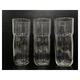 Three unique glass stacking tumbler glasses