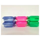 Six small snap lock storage containers