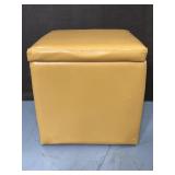 Orange vinyl storage ottoman footstool