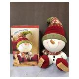 Sitting holiday skiing Snowman guy with box