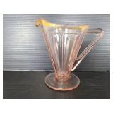 Pink depression glass Era creamer gold trim