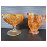 Vintage carnival glass sugar & creamer