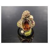 Heidi Daus abstract crystal stone ring