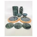 Nine pieces granite/marble