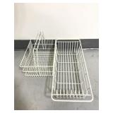 Two white rubber coated wire baskets