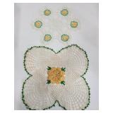 Green accent vintage doilies