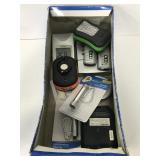 Box of lights and other assorted home supplies