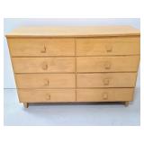 Blonde wood 8 drawer dresser