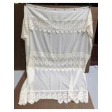 Sheer lace shower curtain