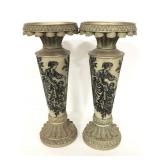 Pair of matching etched resin candlestick holders
