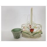 Metal vasket and small planter pot