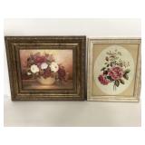 Two framed flower wall art