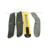 Four assorted box cutters