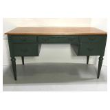Ethan Allen green & stained wood desk w/ keys