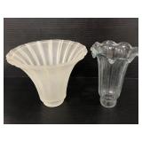 Frosted glass and ruffled clear glass lamp shades