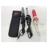 Three hair curling irons