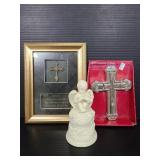 Cross art and porcelain angel bell