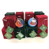 Lot of 14 hand painted glass ball ornaments