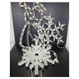 Snowflake and angel light sculptures