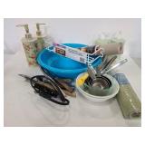 Lot of soap dispensers, cutlery and assorted items