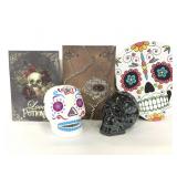 Gothic boxes, sugar skull box & ceramic skulls