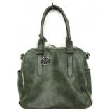 Dark green leather purse with multiple pockets