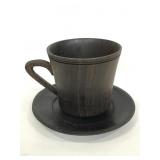 Dark wooden mug and saucer